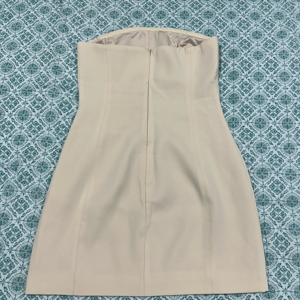 Meshki Cream Strapless Sheath Dress